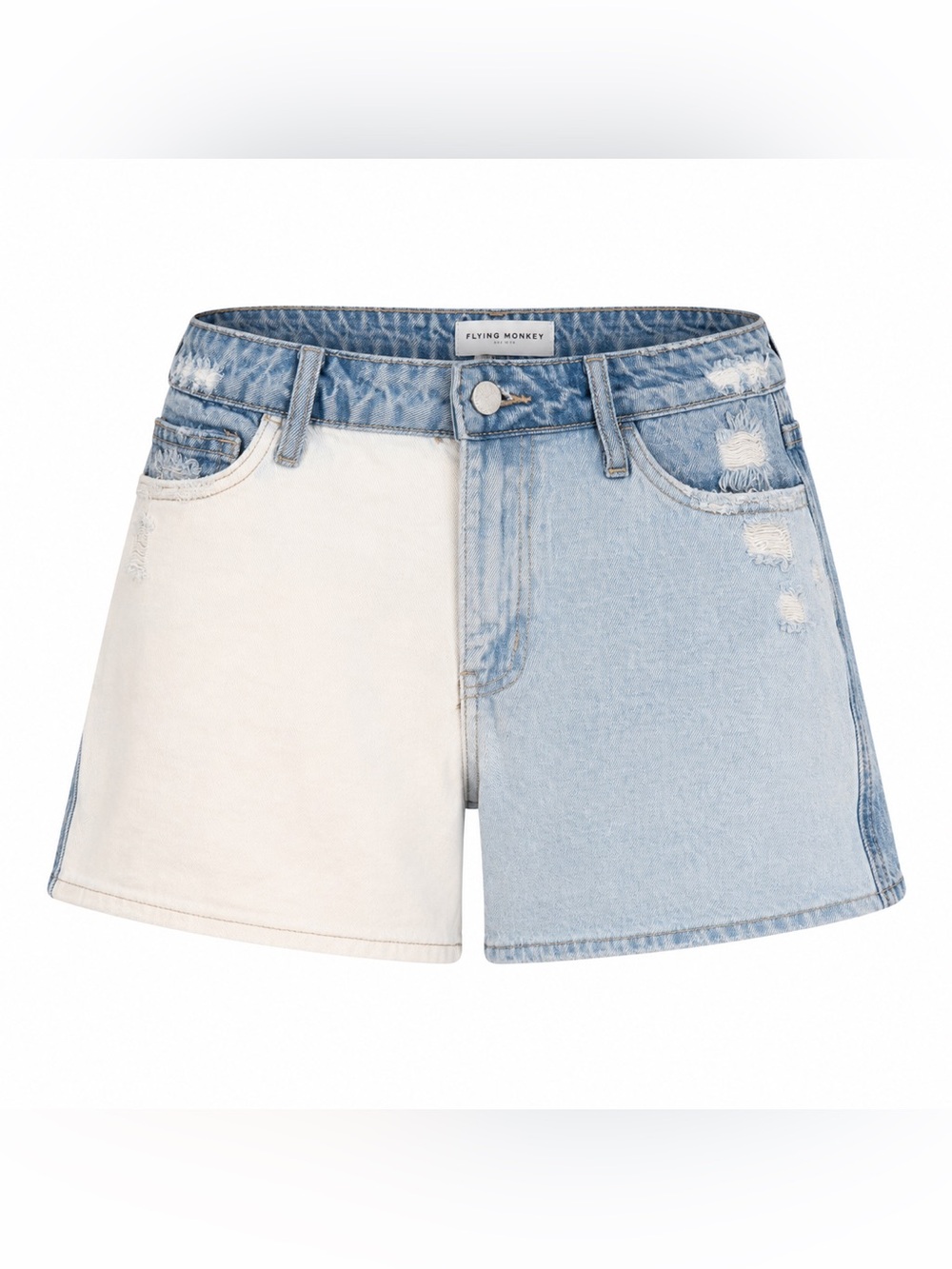 Flying Monkey 2 Tone Colorblock High‎ Rise Denim Cotton Shorts 27 Fits 30" Y4075